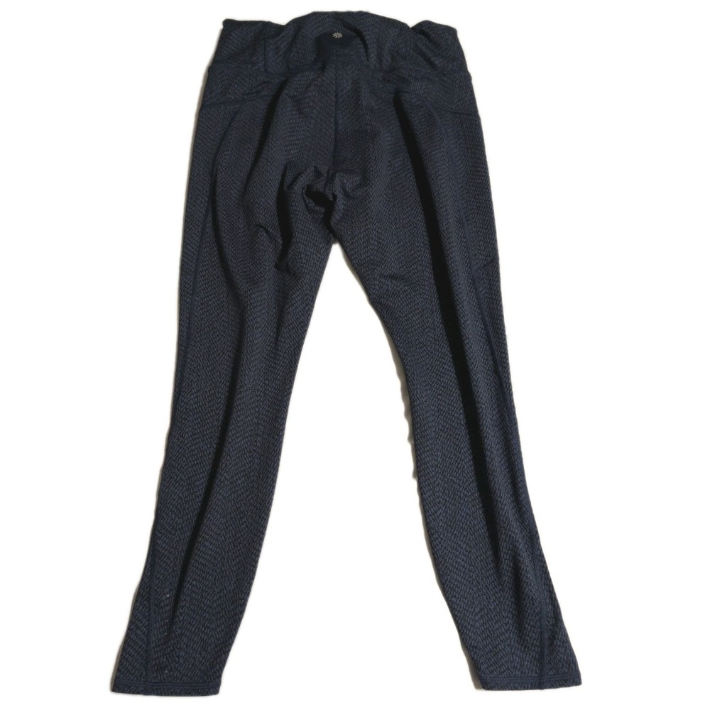 Athleta Rainier Textured Tight Leggings Women's M Navy Zip Pockets - Picture 5 of 6